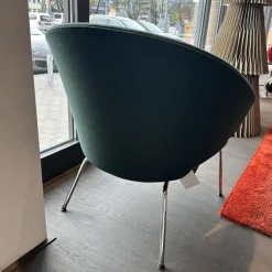 Fritz Hansen Loungesessel|Loungesessel Let Stoff Christianshavn 1161 Dunkelgrün Gestell Metall Chrom