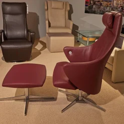 Züco Loungesessel|Loungesessel Mit Hocker 4+ Lounge Shiraz Rot 29 Lavalina Fußkreuz Alu Poliert