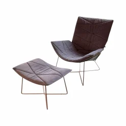 KFF Loungesessel|Loungesessel Nest Pure Stoff Seven 71 Lavendel Violett Schale Formflies Grau Gestell Rose Inklusive Hocker