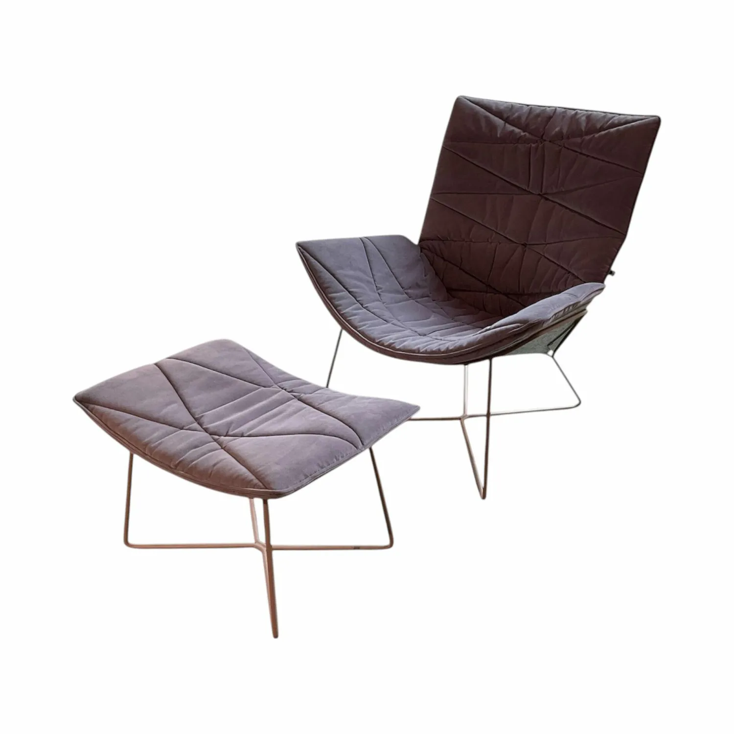 KFF Loungesessel|Loungesessel Nest Pure Stoff Seven 71 Lavendel Violett Schale Formflies Grau Gestell Rose Inklusive Hocker