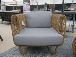 Cane Line Loungemöbel|Loungesessel Nest Stoff Natte Light Grey Gestell Faser Natural