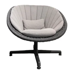 Cane Line Loungesessel|Loungesessel Peacock Soft Rope Geflecht Dark Grey Grau Gestell Aluminium Dark Grey Grau Drehbar Inklusive Kissensatz Light Grey Grau