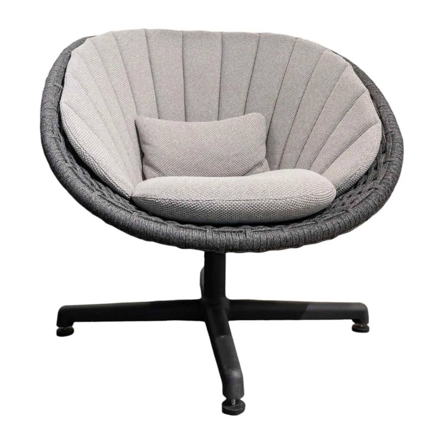 Cane Line Loungesessel|Loungesessel Peacock Soft Rope Geflecht Dark Grey Grau Gestell Aluminium Dark Grey Grau Drehbar Inklusive Kissensatz Light Grey Grau