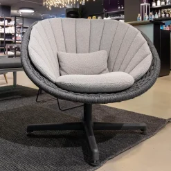 Cane Line Loungesessel|Loungesessel Peacock Soft Rope Geflecht Dark Grey Grau Gestell Aluminium Dark Grey Grau Drehbar Inklusive Kissensatz Light Grey Grau