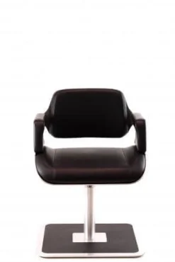 Interstuhl Bürostühle|Loungesessel 810S Silver Leder Premium Schwarz Gestell Metall Gebürstet