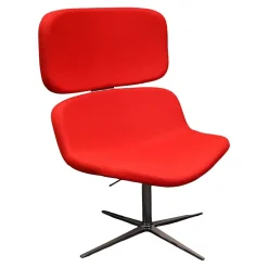 Wagner Living Loungesessel|Loungesessel W-Lounge Chair 3 Stoff Rot Kreuzfuß Chrom