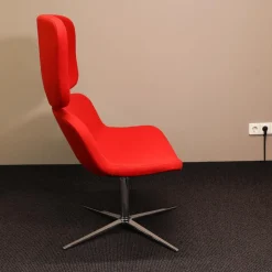 Wagner Living Loungesessel|Loungesessel W-Lounge Chair 3 Stoff Rot Kreuzfuß Chrom