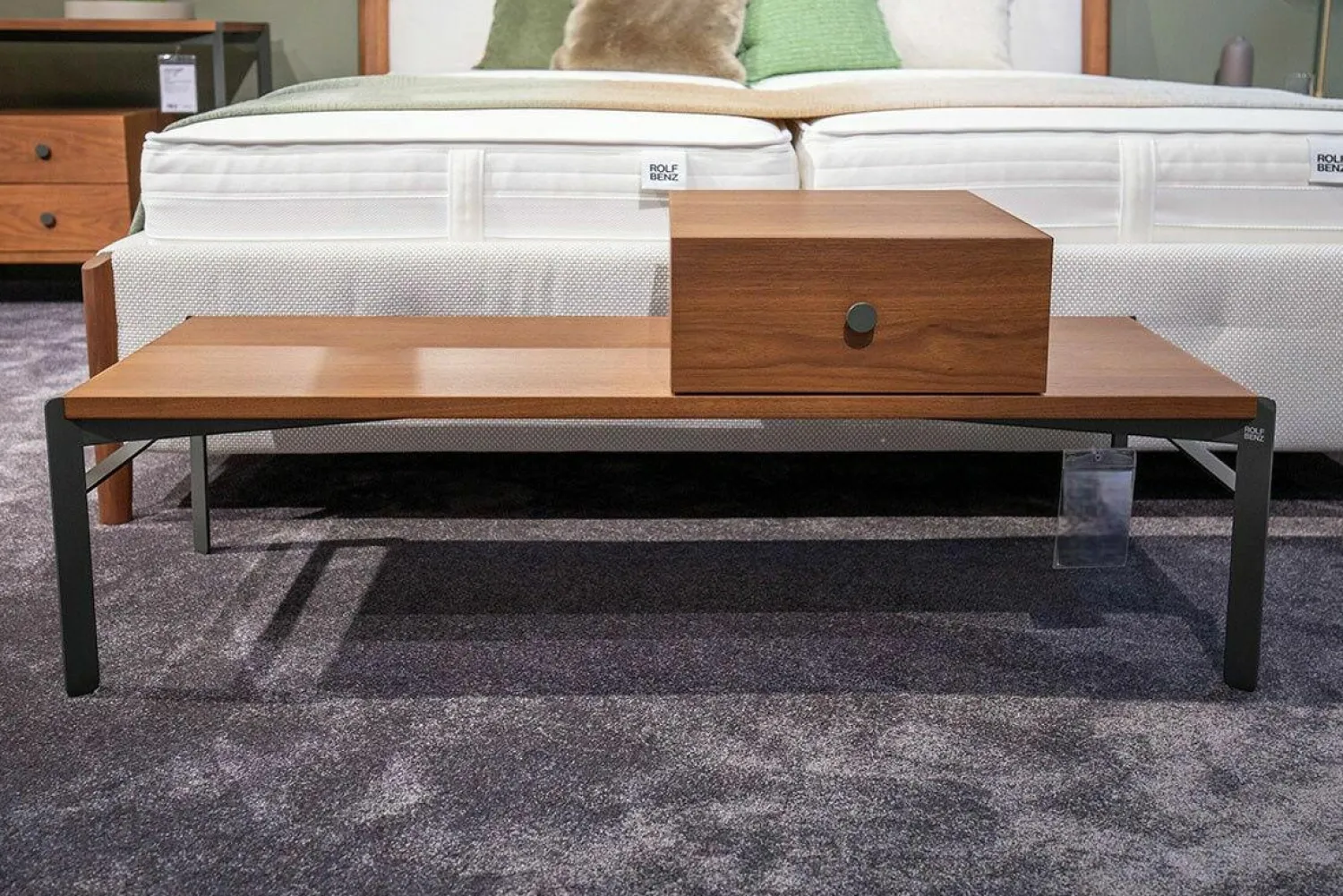 Rolf Benz Wohnwände & Tv-Lowboards|Lowboard 914 Holzfurnier Farblos Lackiert Nussbaum Amerikanisch Gestell Umbragrau