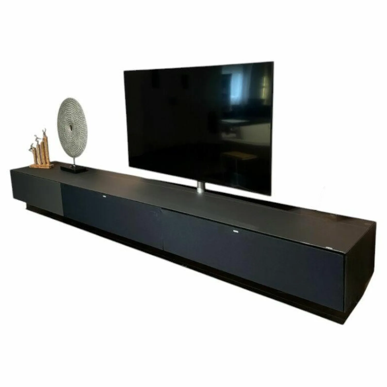 Spectral Smart Furniture Wohnwände & Tv-Lowboards|Lowboard Ameno Glas Shale Black Satiniert Und Textilgewebe Schwarz