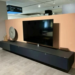 Spectral Smart Furniture Wohnwände & Tv-Lowboards|Lowboard Ameno Glas Shale Black Satiniert Und Textilgewebe Schwarz