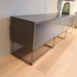 Ligne Roset Wohnwände & Tv-Lowboards|Lowboard Canaletto Klapptüren Klarglas K5 Korpus Lack Bleigrau Seidenmatt Grau