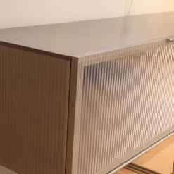 Ligne Roset Wohnwände & Tv-Lowboards|Lowboard Canaletto Klapptüren Klarglas K5 Korpus Lack Bleigrau Seidenmatt Grau