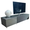 Spectral Smart Furniture Wohnwände & Tv-Lowboards|Lowboard Cocoon Glas Cement Grau Stofffront Graphite Grau Inklusive TV-Halterung