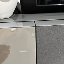 Spectral Smart Furniture Wohnwände & Tv-Lowboards|Lowboard Cocoon Glas Cement Grau Stofffront Graphite Grau Inklusive TV-Halterung