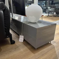 Spectral Smart Furniture Wohnwände & Tv-Lowboards|Lowboard Cocoon Glas Cement Grau Stofffront Graphite Grau Inklusive TV-Halterung