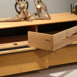 Scholtissek Wohnwände & Tv-Lowboards|Lowboard Farn Media Holz Knorrige Eiche Puro Geölt Akustikstoff Schwarz Mit 2 Hängeschränken