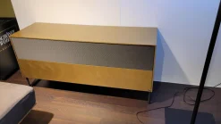 Sudbrock Wohnwände & Tv-Lowboards|Lowboard Gold Gebürstet Lochblechklappe Onyxgrau Füße Metall Schwarz