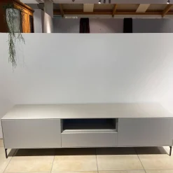 Treku Wohnwände & Tv-Lowboards|Lowboard Lauki Lack Graphit Hellgrau Beine Metall Schwarz