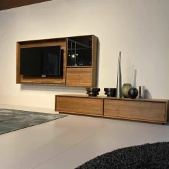 Team 7 Kommoden & Sideboards|Lowboard Lux Nussbaum Geölt Glas mit Hängeschrank