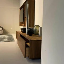 Team 7 Kommoden & Sideboards|Lowboard Lux Nussbaum Geölt Glas mit Hängeschrank