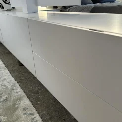 YOMEI Wohnwände & Tv-Lowboards|Lowboard Matrix Leder Weiß 13 Inklusive TV Einsatz Mit Kadelabdeckung