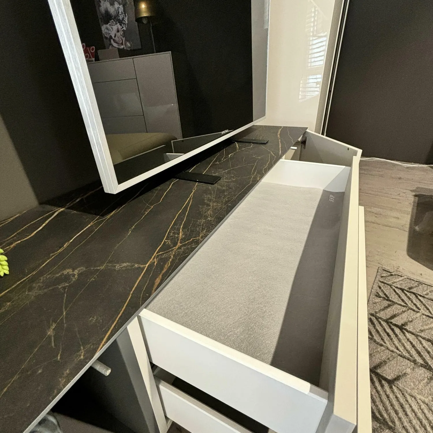 JOOP! Wohnwände & Tv-Lowboards|Lowboard Mit Hängeschrank Gloss Curves Lack Kristallgrau Grau Füße Metall Schwarz