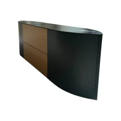 Hülsta Kommoden & Sideboards|Lowboard Navis Front Eiche Natura Akzent Strukturlack Anthrazit Abdeckplatte Keramik Storm Nero Schwarz