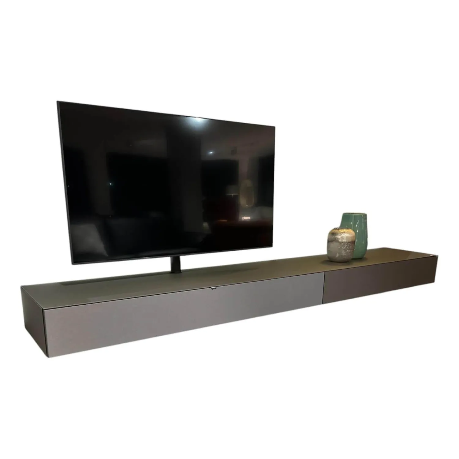 Spectral Smart Furniture Wohnwände & Tv-Lowboards|Lowboard Next Korpus Smart Lack Granite Grau Stofffront Grey Grau Mit Soundbar Und TV-Halterung