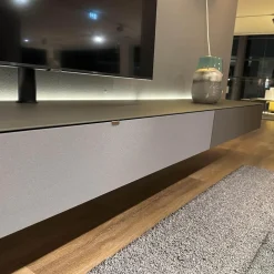 Spectral Smart Furniture Wohnwände & Tv-Lowboards|Lowboard Next Korpus Smart Lack Granite Grau Stofffront Grey Grau Mit Soundbar Und TV-Halterung