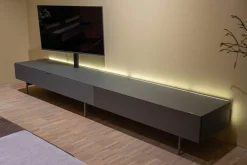 Spectral Smart Furniture Wohnwände & Tv-Lowboards|Lowboard Next Smart Lack Granit Grau Und Medienklappe Mit Akkustikstoff Grey Grau Deckenplatte Colour Glas Granit Grau Gestell Anthrazit Inklusive Beleuchtung Und Mediapaket