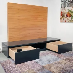 Würmseher Wohnwände & Tv-Lowboards|Lowboard Optima Lack Anthrazit 25 TV-Paneel Kernbuche Natur Lackiert