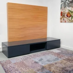Würmseher Wohnwände & Tv-Lowboards|Lowboard Optima Lack Anthrazit 25 TV-Paneel Kernbuche Natur Lackiert
