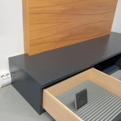 Würmseher Wohnwände & Tv-Lowboards|Lowboard Optima Lack Anthrazit 25 TV-Paneel Kernbuche Natur Lackiert