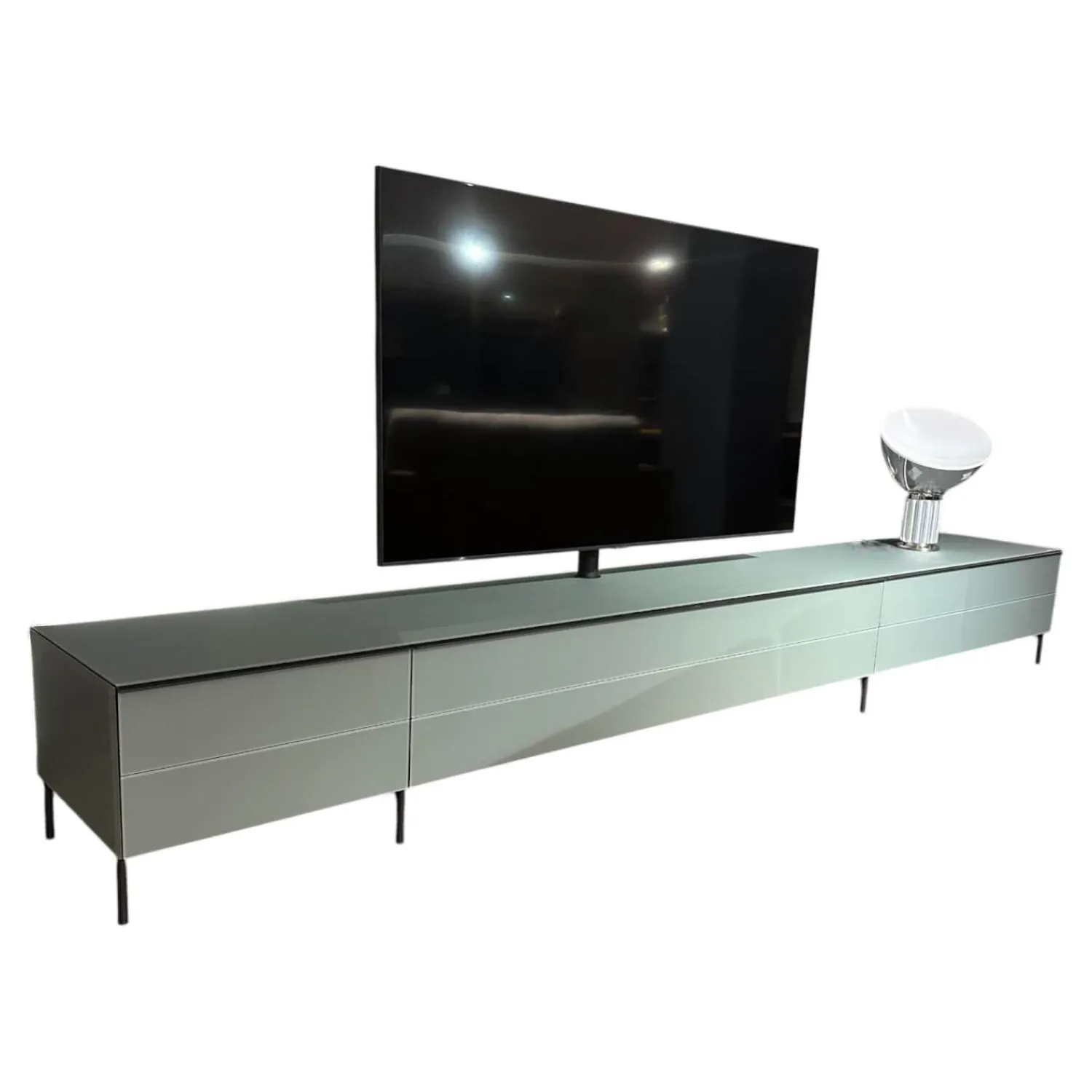 Spectral Smart Furniture Wohnwände & Tv-Lowboards|Lowboard Scala Lack Anthrazit Und Grau Metallgestell Schwarz Inklusive Beleuchtung