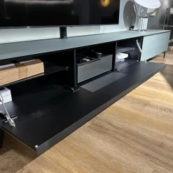 Spectral Smart Furniture Wohnwände & Tv-Lowboards|Lowboard Scala Lack Anthrazit Und Grau Metallgestell Schwarz Inklusive Beleuchtung