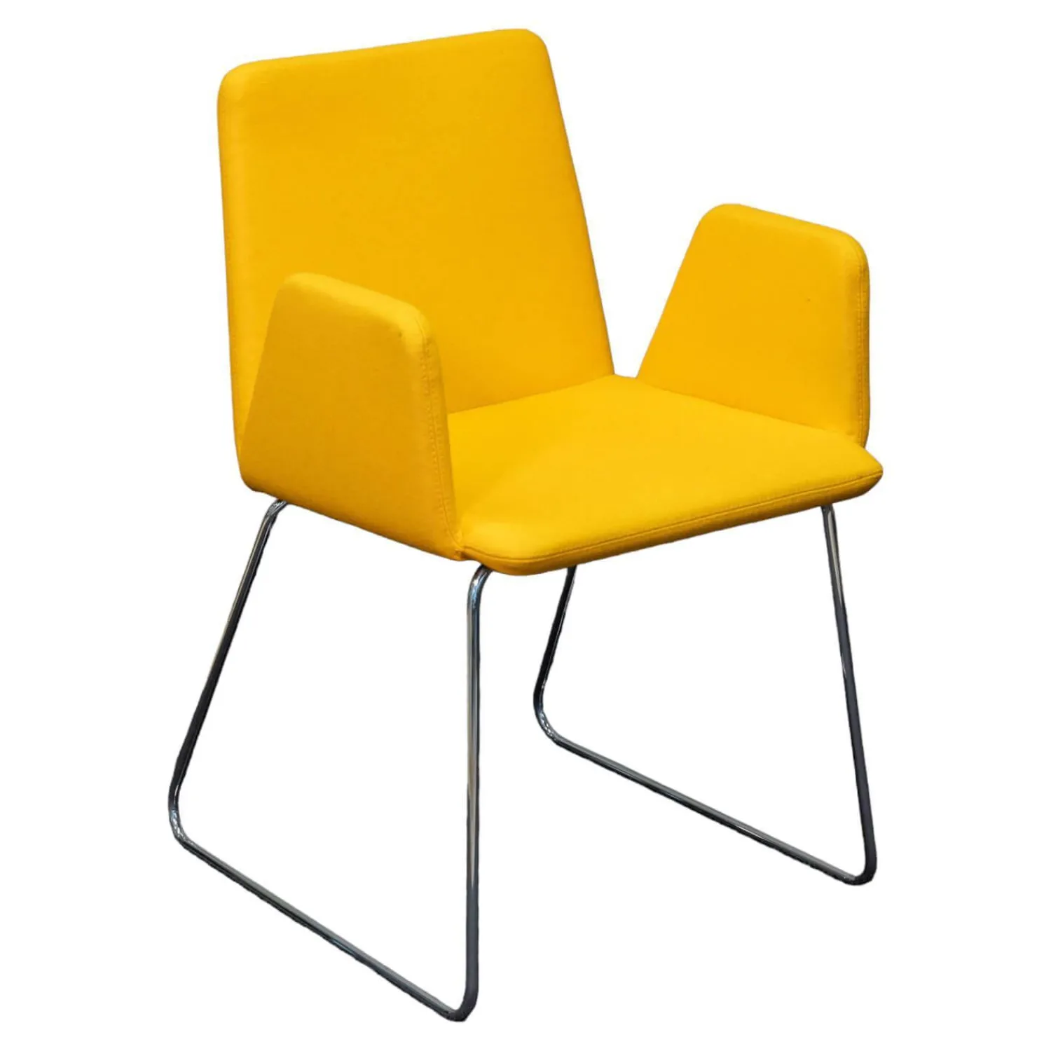 Girsberger Einzelstühle|Mehrzweckstuhl Pepe Filzbezug Gelb Kufengestell Verchromt