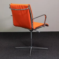 Quinti Einzelstühle|Mehrzweckstuhl Season Slim Naturleder Orange Kreuzfuß Chrom