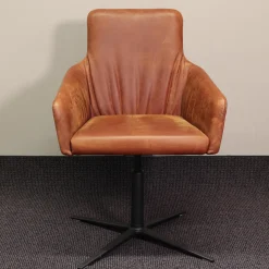 Wagner Living Einzelstühle|Mehrzweckstuhl W-Cube 1 Leder Braun V99 Gestell Aluminium Schwarz