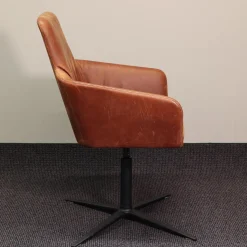 Wagner Living Einzelstühle|Mehrzweckstuhl W-Cube 1 Leder Braun V99 Gestell Aluminium Schwarz