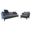 Bielefelder Werkstätten Polstergruppen|Modell Polo Living Sofa 2,5 sitzig BW 161-3001 Sessel Polo Living BW 161-1000 hellblau beigegrau Füße graublau