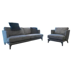 Bielefelder Werkstätten Polstergruppen|Modell Polo Living Sofa 2,5 sitzig BW 161-3001 Sessel Polo Living BW 161-1000 hellblau beigegrau Füße graublau