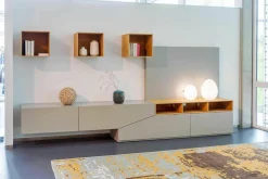 Sudbrock Wohnwände & Tv-Lowboards|Moderne Wohnwand Kombination Lack Grau Asteiche Natur