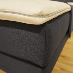 Mondo Boxspringbetten|Motor-Boxspringbett Espo Stoff Blau Fuß Matt Schwarz Matratzen H3/H4, Tagesdecke, Zierkissen,