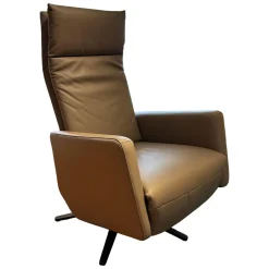 Bielefelder Werkstätten Relaxsessel|Motorsessel Charly Bezug Leder Normandie Taupe Grau Sternfuß Bronze Matt Mit Aufsthehhilfe Und Motorischer Verstellung