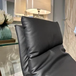 Bielefelder Werkstätten Relaxsessel|Motorsessel Charly Bezug Leder Normandie Schwarz Sternfuß Chrom Glänzend Mit Aufsthehhilfe Und Motorischer Verstellung