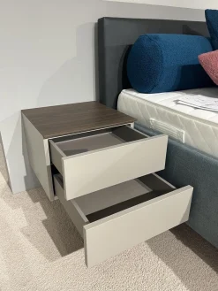 Novamobili Nachttische|Nachtkommode Living 2023 Lack Visone Matt Grau Innen Perla 46 Abdeckplatte 72 Noce