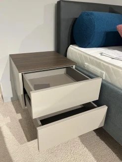 Novamobili Nachttische|Nachtkommode Living 2023 Lack Visone Matt Grau Innen Perla 46 Abdeckplatte 72 Noce