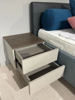 Novamobili Nachttische|Nachtkommode Living 2023 Lack Visone Matt Grau Innen Perla 46 Abdeckplatte 72 Noce