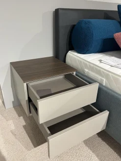 Novamobili Nachttische|Nachtkommode Living 2023 Lack Visone Matt Grau Innen Perla 46 Abdeckplatte 72 Noce