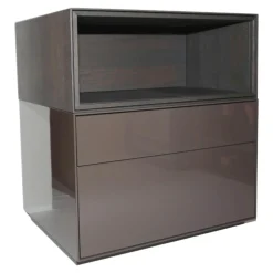 Piure Kommoden & Sideboards|Nachtkommode Nex Lack Hochglanz Coffee Box Offen Stehend Eiche Grey